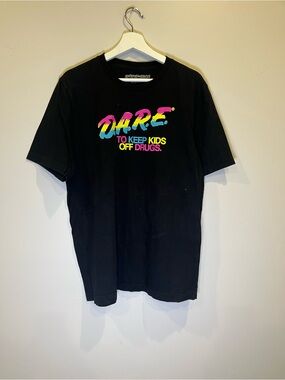 DARE Black Graphic Tee with Multicolor Logo